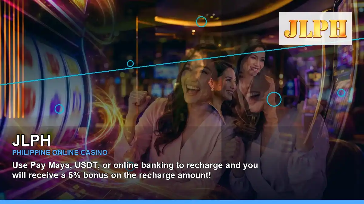 JLPH mobile casino first deposit rewards featuring an adult Filipina casino host with a right-diagonal composition